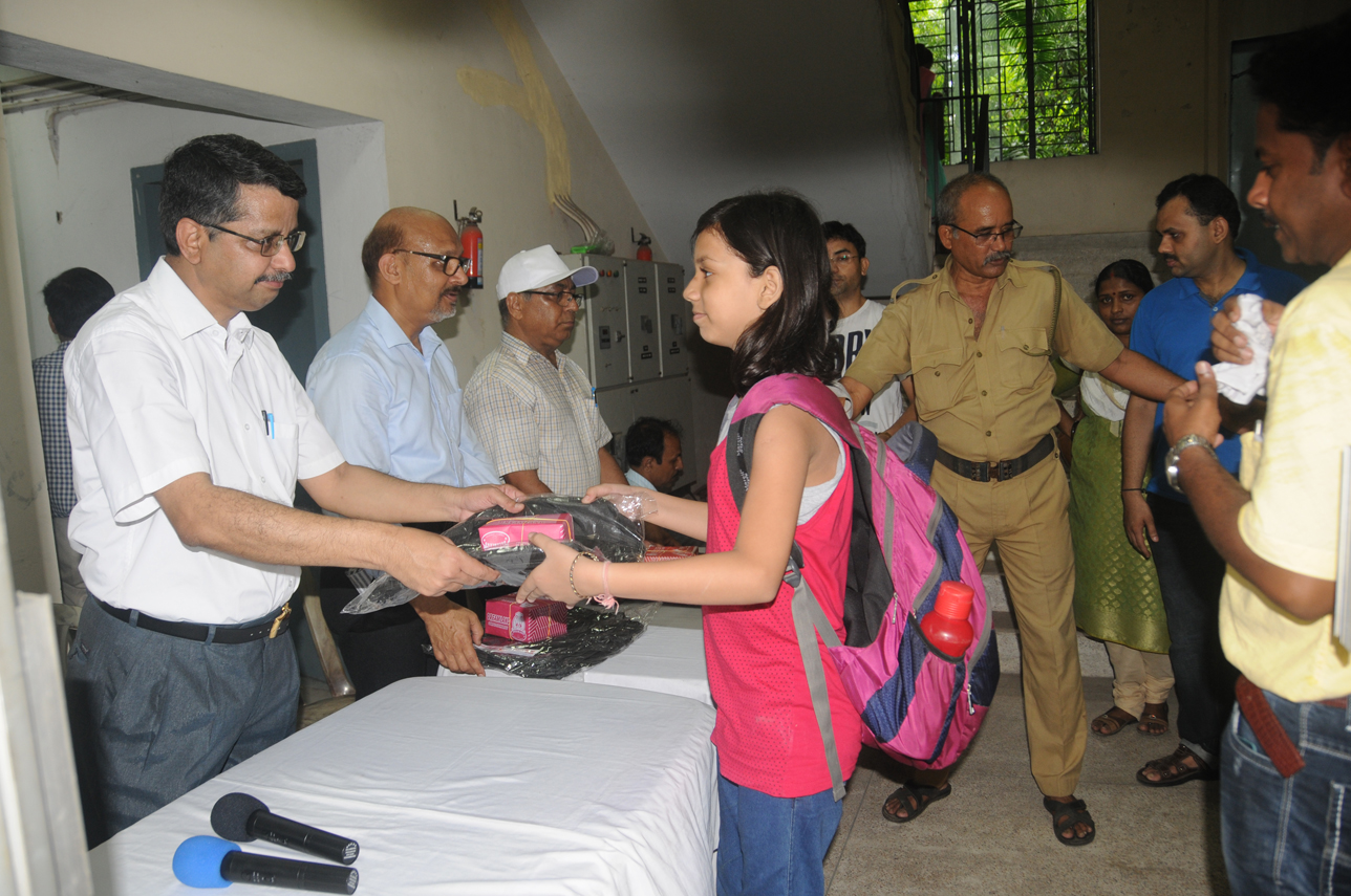 Distribution of school bags by Sri V. K. S. Sastry, AGM, Union Bank of India